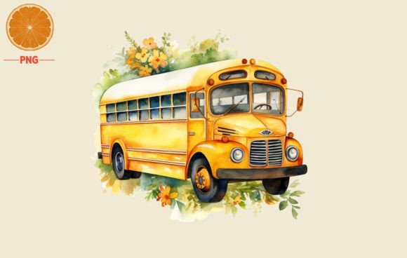 Back to School Bus Watercolor Clipart 2 Review