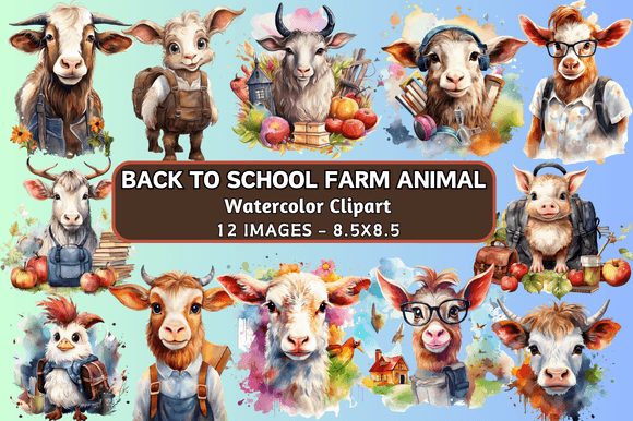 Back to School Farm Animal Watercolor Illustrations Review