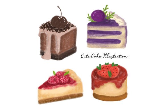 Cute Cake Watercolor Collection: Illustrations for Branding