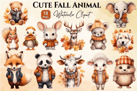 Cute Fall Animal Watercolor Clipart Png Review