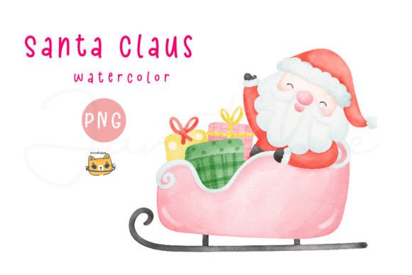 Cute Santa Claus Clipart: Watercolor Illustrations for Crafts