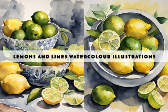 Lemons and Limes Watercolour Duo Illustrations