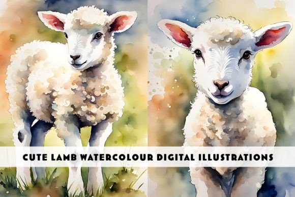 Little Lamb Watercolour Duo: Illustrations for Branding