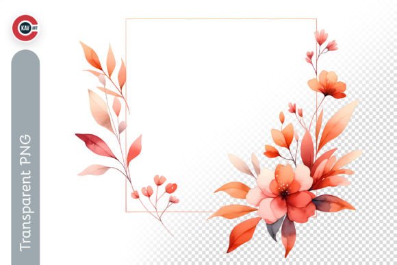 Minimalist Watercolor Flower Frame PNG Illustrations