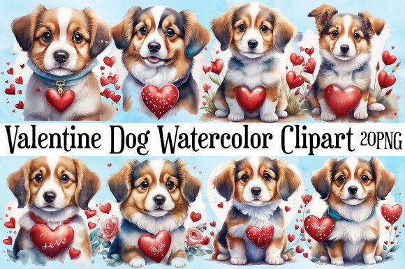 Valentine Dog Watercolor Clipart: Illustrations Review