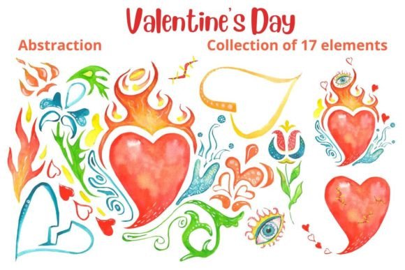 Valentine's Day Watercolor Illustrations for Editorial Design
