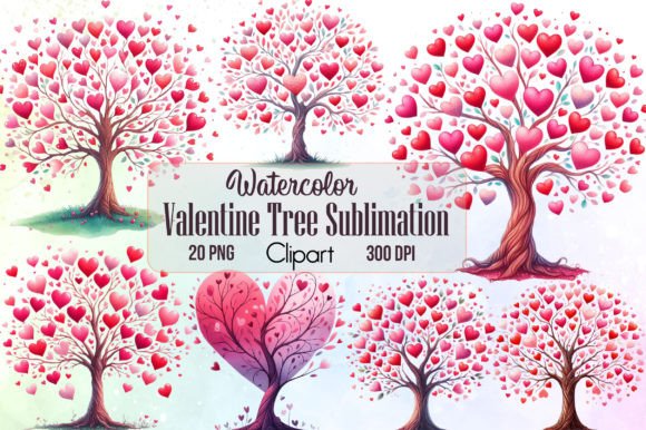 Valentine Tree Sublimation Watercolor Illustrations Review