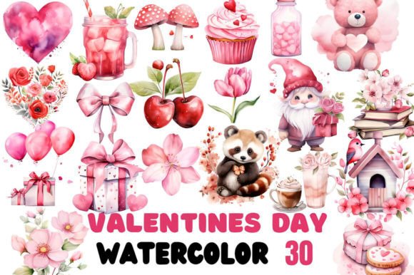 Valentines Day Watercolor Bundle: Illustrations Review