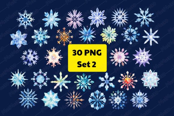 Watercolor 30 Boho Snowflake Clipart Set Review