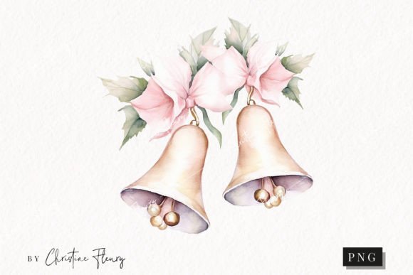 Watercolor Bells and Flowers Illustrations for Crafters