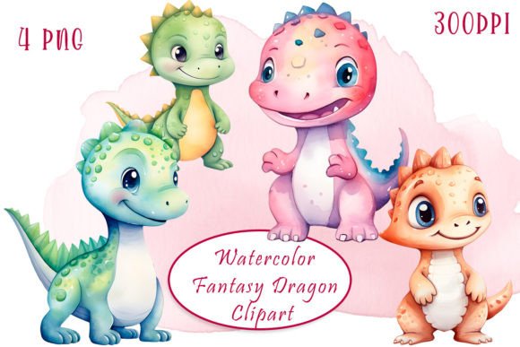 Watercolor Colorful Fantasy Dragons Illustrations Review