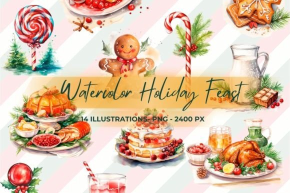 Watercolor Holiday Feast Illustrations Review