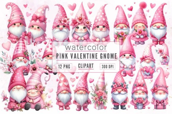 Watercolor Pink Valentine Gnome Clipart Review
