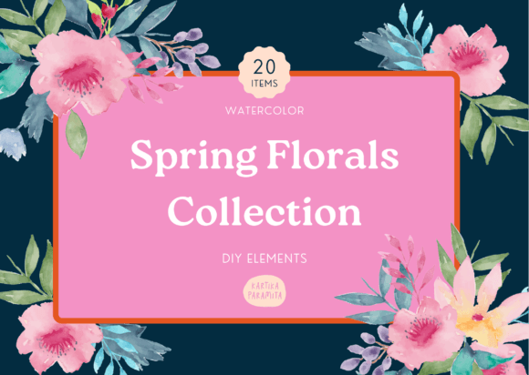 Watercolor Spring Floral Elements: A Stitch Test