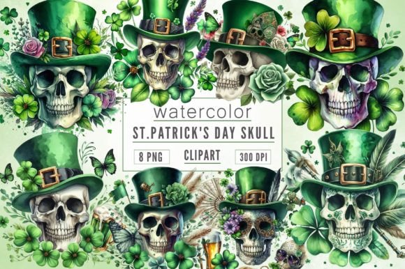 Watercolor St. Patrick's Skull Clipart Review