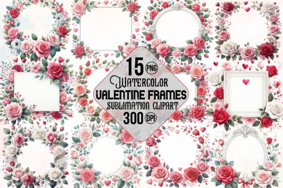 Watercolor Valentine Frames Clipart: Illustrations for Crafters