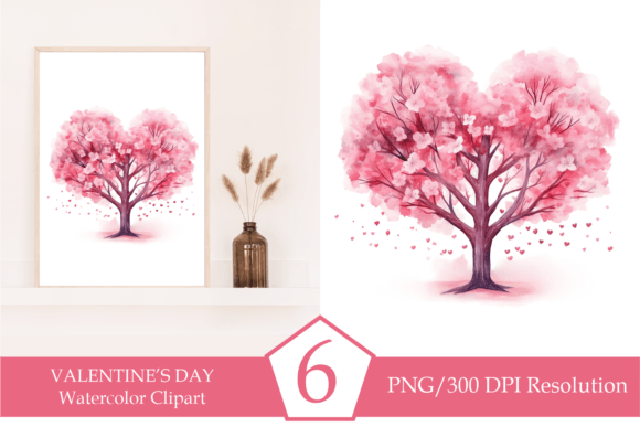 Watercolor Valentine's Day Tree Heart Illustrations Review